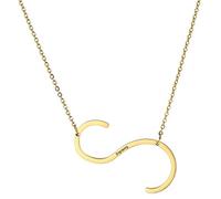 MOWOM Collana con Ciondolo con Lettera Iniziale Grande Personalizzata per Donna Ragazza Moglie Mamma Fidanzata Laterale Monogramma Alfabeto Migliore Amico Regalo da Damigella d'Onore (Oro S)