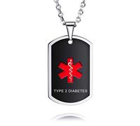 MOWOM Medical Alert Dog Tag Collana con Ciondolo ID Nome Inciso Personalizzato per Donne Uomini con 4 Articoli: Scheda di Emergenza, Manica, Catena da 22 Pollici, Catena Estensore da 2 Pollici