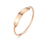MOWOM Medical Identificazione del Nome del Braccialetto Polsino di Allarme Medico Inciso Personalizzato per Donna Ragazza Acciaio Inossidabile - (Oro Rosa Colore, 60 Millimetro Diametro)