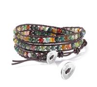 MOWOM Personalizzato Bracciale Avvolgente con Perline per Donna Inciso Foto Nome Bracciale a Strati Fatto a Mano con Perline di Agata Naturale Stile Bohémien Avvolge Bracciali Regolabili A3