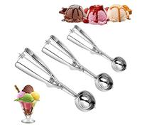 MOWUVAI Porzionatore per gelato in acciaio inox, diametro 4/5/6 cm, con grilletto per gelato, biscotti, pasta per torte, muffin, polpette, pancake