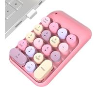 MOWUX Tastierino numerico senza fili, carino e colorato, portatile, 2,4 GHz, estensioni della tastiera con numero di contabilità finanziaria, 10 tasti numerici per laptop, desktop, PC (rosa)