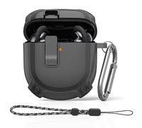 MOWYEOK Custodia con lucchetto di sicurezza compatibile con Bose QuietComfort Earbuds II 2022, corpo intero leggero, resistente agli urti, con moschettone e cordino anti-smarrimento, colore nero