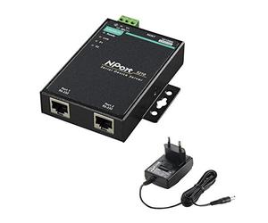 Moxa 2 Port Device Server, 10/100M Ethernet, RS-232, RJ45 8pin, 15KV ESD, 110V or 230V