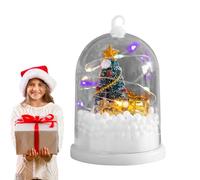 Moxeupon Albero di Natale sotto cupola di vetro - Albero di Natale da tavolo scena di neve | Albero di Natale carino con luci, luce notturna unica per Natale, fai da te, artigianato