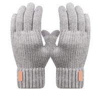 Moxeupon Guanti invernali in maglia, guanti invernali per touch screen, guanti caldi impermeabili e antivento per le mani, guanti termici per il tempo freddo, guanti caldi per la corsa, la, grigio, Se