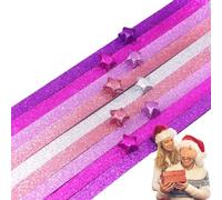 Moxeupon Lucky,520 fogli di strisce di carta luminose sfumate di colore, carta stellare sicura, carta stellare portafortuna per artigianato, arti e scuola