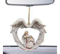 Moxeupon Ornamenti di albero di ali d'angelo,Ornamenti di Natale Ali d'angelo | Artigianato creativo in resina della Sacra Famiglia di Natale,Decorazione per la casa di auto, Regalo di festa