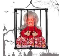 Moxeupon Prigioniero Decorazioni di Halloween - Gabbia Spaventosa Prigioniero Decorazioni per la casa stregata,Decorazione di Halloween urlante con sensore di Movimento e Luce, Decorazione di
