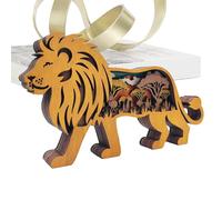 Moxeupon Statuette e statue di leone - Ornamento di statuetta scolpita di leone in legno, decorazione di leone a forma di foresta riutilizzabile, per la casa, la camera da letto, il tavolo da caffè