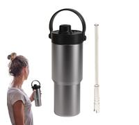 Moxeupon Tazza da viaggio, bottiglia d'acqua isolata, 735 ml, viaggi termali per viaggi, bevande a doppia parete con manico e paglia, bottiglia d'acqua portatile deliziosa per sport