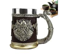 Moxeupon Tazza tazza tazza medievale, tazza da caffè vichingo in acciaio inox, barile antico, da uomo, tazza carro armato per la decorazione di festa, regalo in legno, decorazione gotica