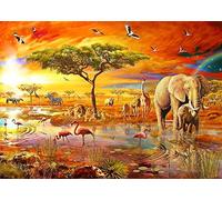 Moxiaa Pittura Diamante 5d Completo Grande Elefante Africano 40x60cm 5D Diamond Painting Kit Completo,Cristallo Strass Diamante Ricamo Art Craft,la Decorazione della Parete di Casa Regalo