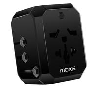 Moxie, Adattatore presa universale UE / USA / UK / AUS + 3 USB + 1 USB-C, Nero