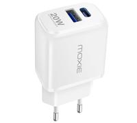 Moxie, Caricabatterie da parete porta USB e USB-C Power Delivery 20W, Bianco