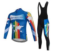 Moxilyn Abbigliamento Ciclismo da Uomo,Maglia Manica Lung Pantaloni Lunghi,Cuscino Gel 20D,Moda Set Completo,Abbigliamento Sportivo per Bicicletta,Ciclismo Ciclismo Jerseys per Uomo