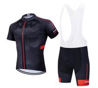 Moxilyn Set di maglia da ciclismo a maniche corte per uomo, maglia da ciclismo, maglia a maniche corte + pantaloni da ciclismo con gel 9D, originale in garza e pantaloni da ciclismo