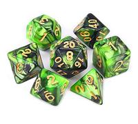 MOXIOU DC Set Completo di Dadi in polyhedral a Due Colori D20 D12 D10 D% D8 D6 D4 per TRPG DND. Dice Games.D106. (Color : Fruit Green Black)