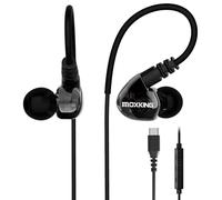 MOXKING Cuffie USB C Running Sports Earbud, tipo C, cablate Over Ear In Ear Headsets Enhanced Bass Stereo Auricolari con microfono e telecomando per Running Jogging Gym (Black-TypeC)