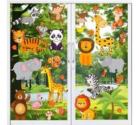 Moxled 9 fogli adesivi per finestre della cameretta dei bambini, adesivi da parete con animali della foresta, riutilizzabili, per camera da letto, cameretta dei bambini