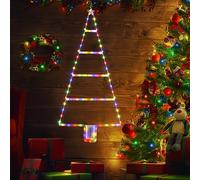 Moxled Luci per esterni, 81 cm LED scale luci a batteria, con timer, 8 modalità, impermeabile, decorazione albero natale finestra porta casa (colori)