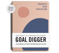 MOXON MiGoals Agenda 2026 per obiettivi, agenda settimanale B5 per obiettivi, abitudini, produttività e benessere, layout non datato con recensioni mensili, classico (progresso sulla perfezione)