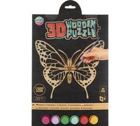 MOXY puzzle 3D in legno da colorare farfalla