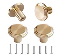 MOXYOY 4 Pcs Ottone Manopole per Mobili,Pomelli per Mobili Oro,Pomolo per Mobile Rotondo,Maniglie Monoforo per Ante di Credenze,per Decorazione Domestica,Credenza,Guardaroba(20 * 25 mm)
