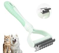 MOXYOY Pettine per cani e gatti, spazzola 2 in 1 a doppia faccia per la toelettatura degli animali domestici, rastrello per rimuovere i grovigli di cani di taglia piccola, media e grande