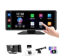 MOXYOY Videoregistratore DVR per auto wireless CarPlay e Android da 10,3" con fotocamera frontale 4K e fotocamera posteriore 1080p, Mirror Link, Bluetooth, trasmettitore FM, schermo IPS Full-Touch