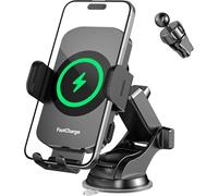 MOYAC Caricatore Wireless Auto, 15W Ricarica Wireless Auto con Bloccaggio Automatico, Rotazione 360° & Luci RGB, per iPhone 11 12 13 14 15 16 17Serie & Samsung S24 S23 S22 ecc.