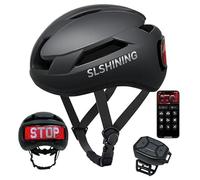 MOYACA Casco da bici, programma Smart App Casco da bici con luce ricaricabile USB, luce posteriore di montagna per adulti e uomini donne, con segnali di svolta telecomando (nero opaco, grande)