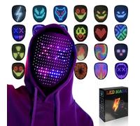 MOYACA Maschera a LED con rilevamento dei gesti, Maschera per trasformare il viso illuminata a LED per mascherata per feste in maschera, maschera luminosa per Halloween