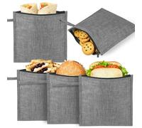 Moyad 4 Pezzi Borsa Porta Merenda Riutilizzabile Lavabile 900D Eco Grigio | Set da 4 | 20x20 cm | Doppio strato 900D + alluminio BPA-free | , Blocca odori | Manico lungo | Uomo, donna, scuola, ufficio