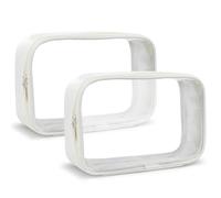 Moyad Borsa da toilette trasparente approvata TSA, formato quarto 3-1-1 borsa per liquidi da viaggio, organizer trasparente per trucchi e cosmetici per donne e uomini, Beige, 2 Pack