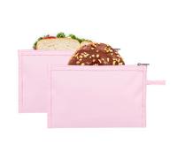 Moyad Sacchetti Alimenti Riutilizzabili - 2 Piccole Snack Bag(12x20cm) con Chiusura Zip, PEVA Alimentare Senza BPA, Lavabili per Merenda Bambini e Scuola, Rosa
