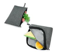 Moyad Set Misto Sacchetti Riutilizzabili - 1 Grande (16x16cm) + 1 Piccolo (12x20cm) per Alimenti, Buste Tramezzini con Zip in PEVA Senza BPA, Ideali per Pranzo e Ufficio, Grigio