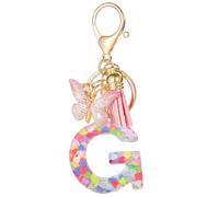 Moydolo Portachiavi Lettera con passanti per Donna, Portachiavi Estetico con Nappe Farfalla Rosa Lettera Portachiavi Fascino