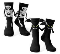 Moyel 2 Paia Halloween Calzini Magnetici 39-42 Idee Regalini Halloween Donna Boo Basket Calze Scheletro Che Si Tengono La Mano Halloween Decorazioni Party Accessori Halloween Costume Pipistrello Horro