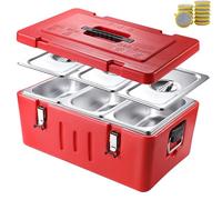 MOYIDUE Portavivande termico commerciale con pentole in acciaio inossidabile, contenitore per alimenti caldi e freddi di grande capacità per catering, consegne(3 inner basins,10cm)