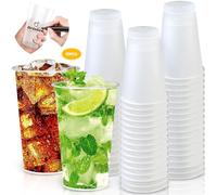 MOYKSRR 50 Pezzi Bicchieri di Plastica, Bicchieri di Plastica Rigida Trasparente, Bicchieri Riutilizzabili per Bevande da 500ml/16oz, Bicchieri Plastica per Matrimonio, Compleanno, Picnic, Natale