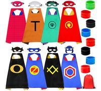 MOYKSRR 8Pcs Costumi per Bambini, Mantello Giocattoli per Bambini con Maschere, Braccialetti a Scatto, Giocattoli con Mantello e Maschera Regalo Perfetto per Halloween, Carnival, Christmas