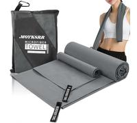 MOYKSRR Asciugamano microfibra, Asciugamano in Microfibra 2 Set | 160x80cm& 80x40cm, Telo Mare Microfibra, Asciugamani in Microfibra ad Asciugatura Rapida per Viaggi, Spiaggia, Yoga(Grigio Scuro)