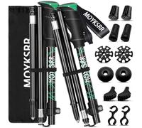 MOYKSRR Bastoni da Trekking, Bastoni Trekking Pieghevoli, 2 Pezzi Nordic Bastoni Trekking Regolabile 105-135 CM,Bastoncini da Trekking Telescopici in Carbonio Allu 7075 con 5 Paia di Puntali in Gomma