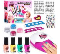 MOYKSRR Kit Gioco Per Unghie Bambina, Chic-Cool Nails Set per Unghie Bambina, Gioco di Nail Art per Ragazze con Asciuga Unghie, Adesivi, Kit Smalto per Unghie per Ragazze 6 7 8 9 10 Anni