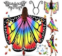 MOYKSRR Mantello Ali Farfalla, Ali Farfalla Costume, Farfalla Mantello Ali Costume con Maschera, Costume Farfalla Scialle Adulti, Mantella Farfalla per Festa di Carnevale Cosplay Halloween