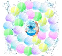 MOYKSRR Palloncini Acqua Riutilizzabili, 30 Pezzi Gavettoni Riutilizzabili, Silicone Colorato Bombe D'acqua, Bombe D'acqua a Riempimento Rapido per Spiaggia, Piscina e Giardino per Bambini (02)