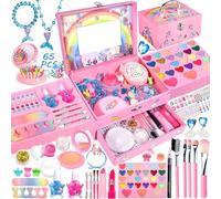 MOYKSRR Trucchi Bambina Set, 65 pezzi Set per il Trucco per Bambini, Set da Trucco per Bambine, Lavabile Set Di Trucchi Per Bambini, Giochi Bambina Natale Halloween Compleanno Regalo Bambina 5+ Anni