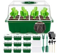 MOYKSRR Vassoi per Semi, 10 Pack con 120 Celle e Propagatore, Vassoi per Piante con Cupole Ventilate, Mini Serra per Piantine