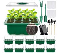 MOYKSRR Vassoi per semi, Vassoi Semina, 10 Pack 120 Celle Propagator Growing Addensano i Vassoi, Vassoi per Piante con Cupole Ventilate, per Germinazione, Strumento di Coltivazione in Mini Serra